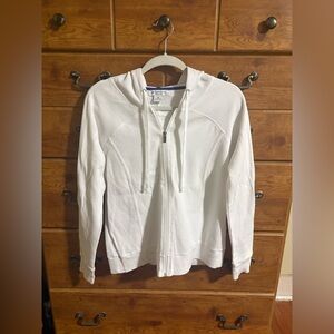 Liz Claiborne White Ribbed Zip-Up Hoodie